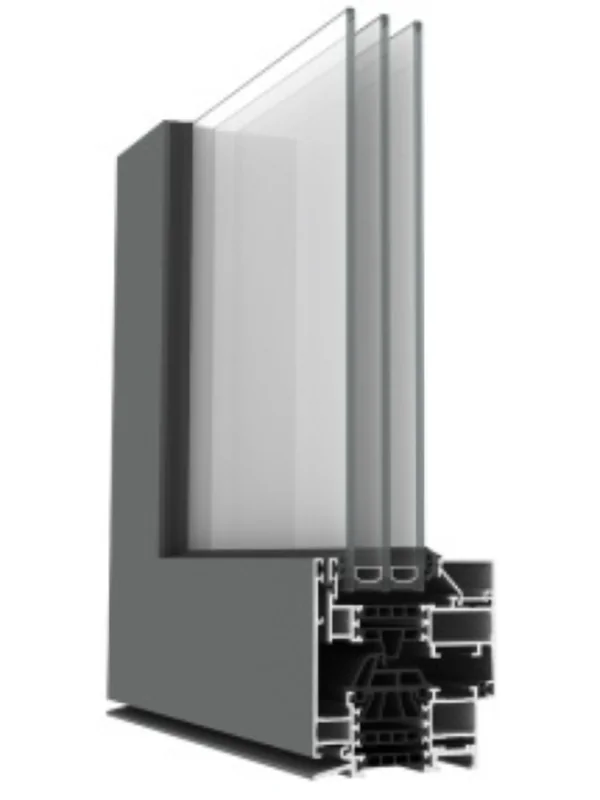 Coupe du profilé aluminium MDA 90 à ouvrant caché — ligne Design