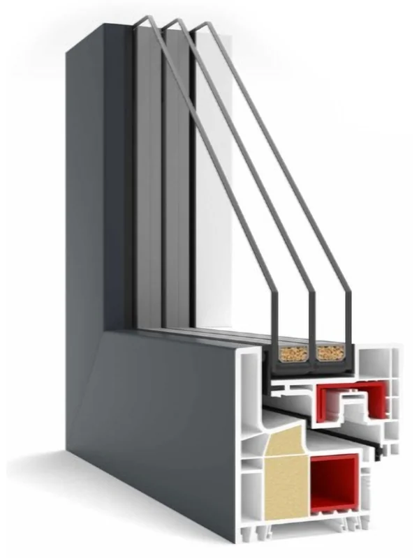 Coupe du profilé PVC MDP 100 à ouvrant caché — ligne Design
